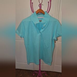 Turquoise Blue Lilly Pulitzer Chic Fit Polo Shirt, Sz XL